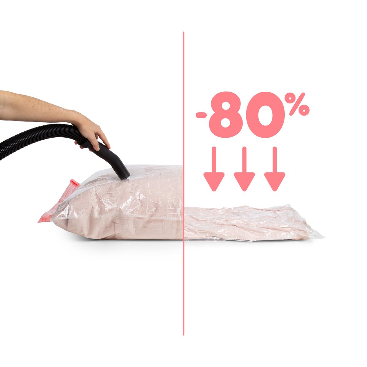 Sac de rangement sous-vide taille L – 80 x 100 cm – capacité couette 2 personnes