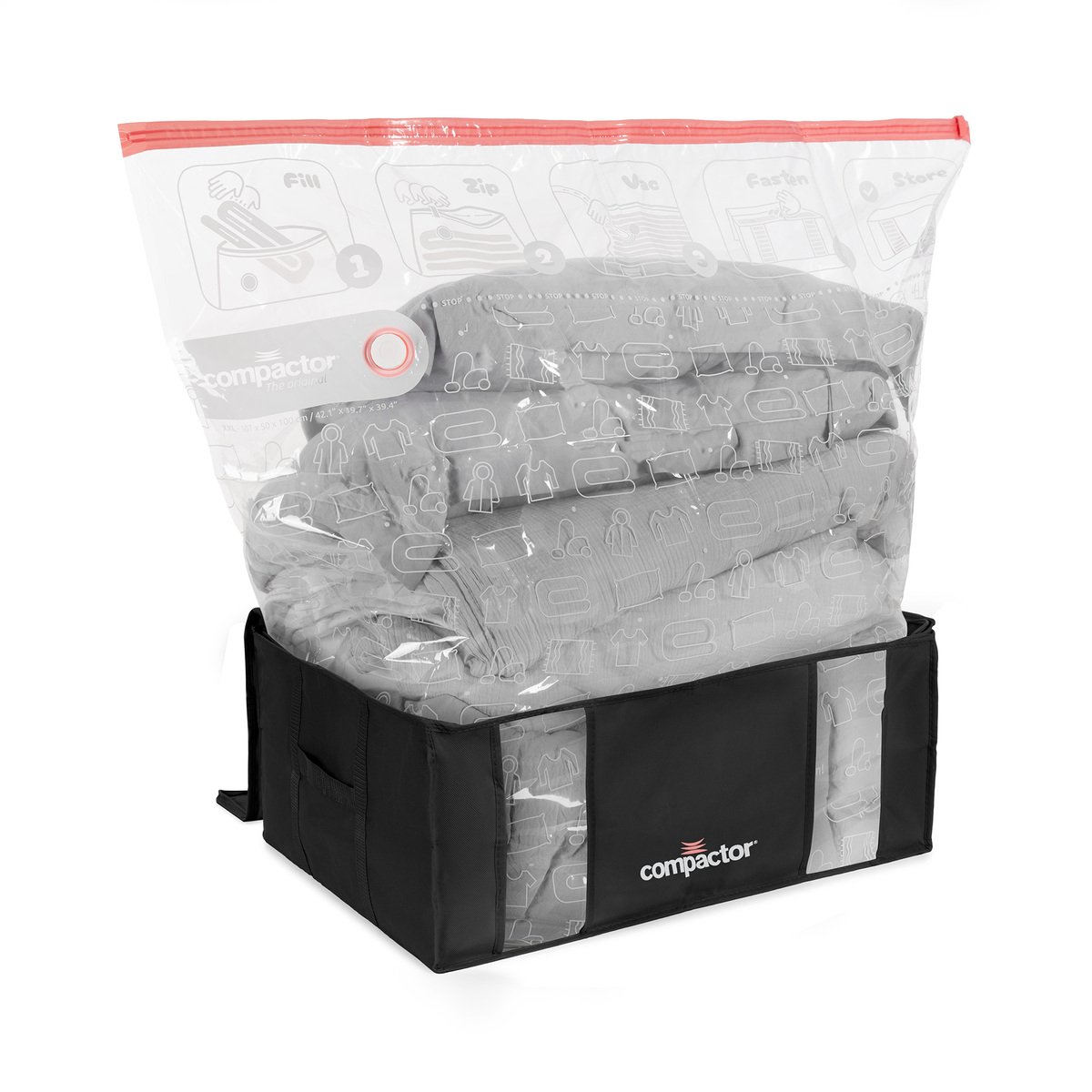 Housse de rangement sous-vide taille XXL &ndash; capacit&eacute;  2 couettes 2 personnes + 1 couette 1 personne