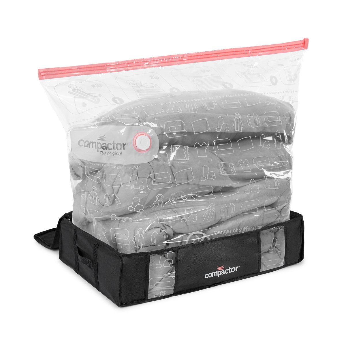 Housse de rangement sous-vide taille L &ndash; capacit&eacute; couette 2 personnes + couette 1 personne