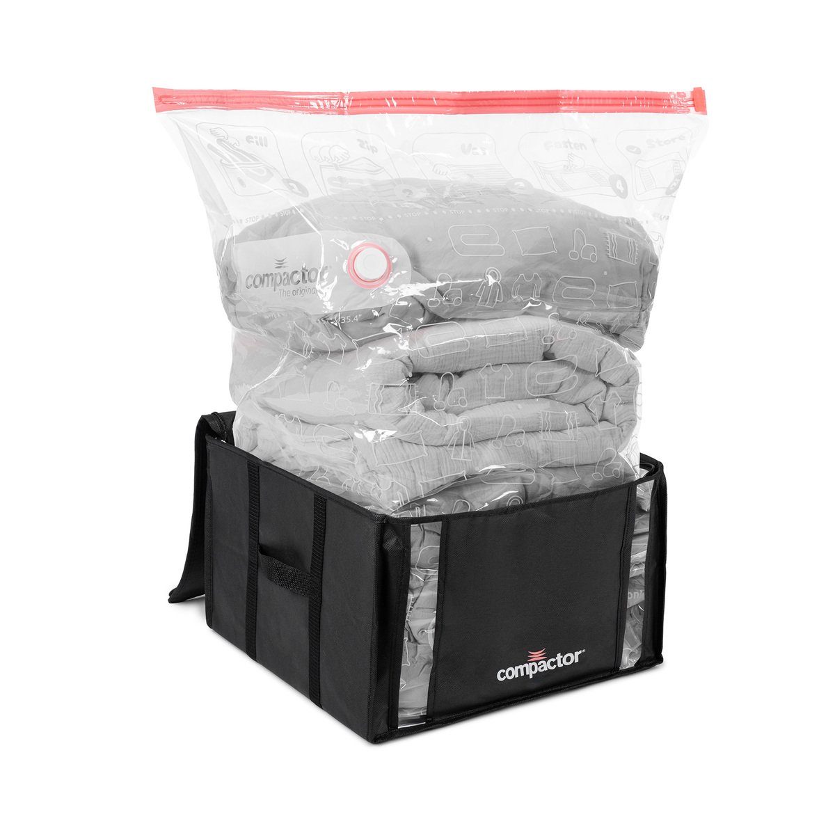 Housse de rangement sous-vide taille M &ndash; capacit&eacute; couette 2 personnes