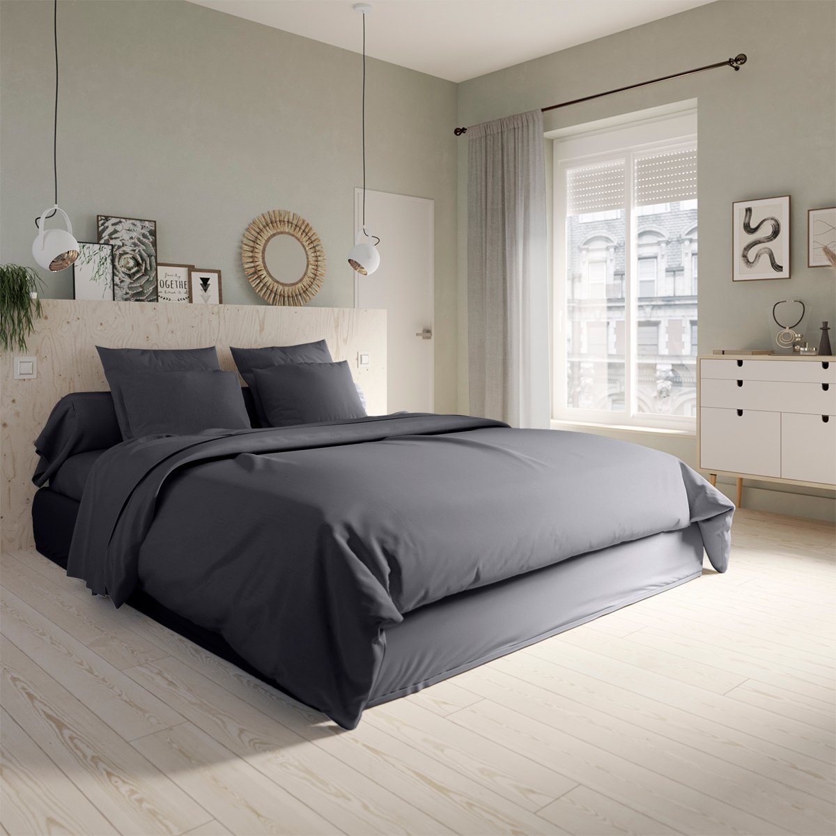 Housse de couette Studio Coton Carbone