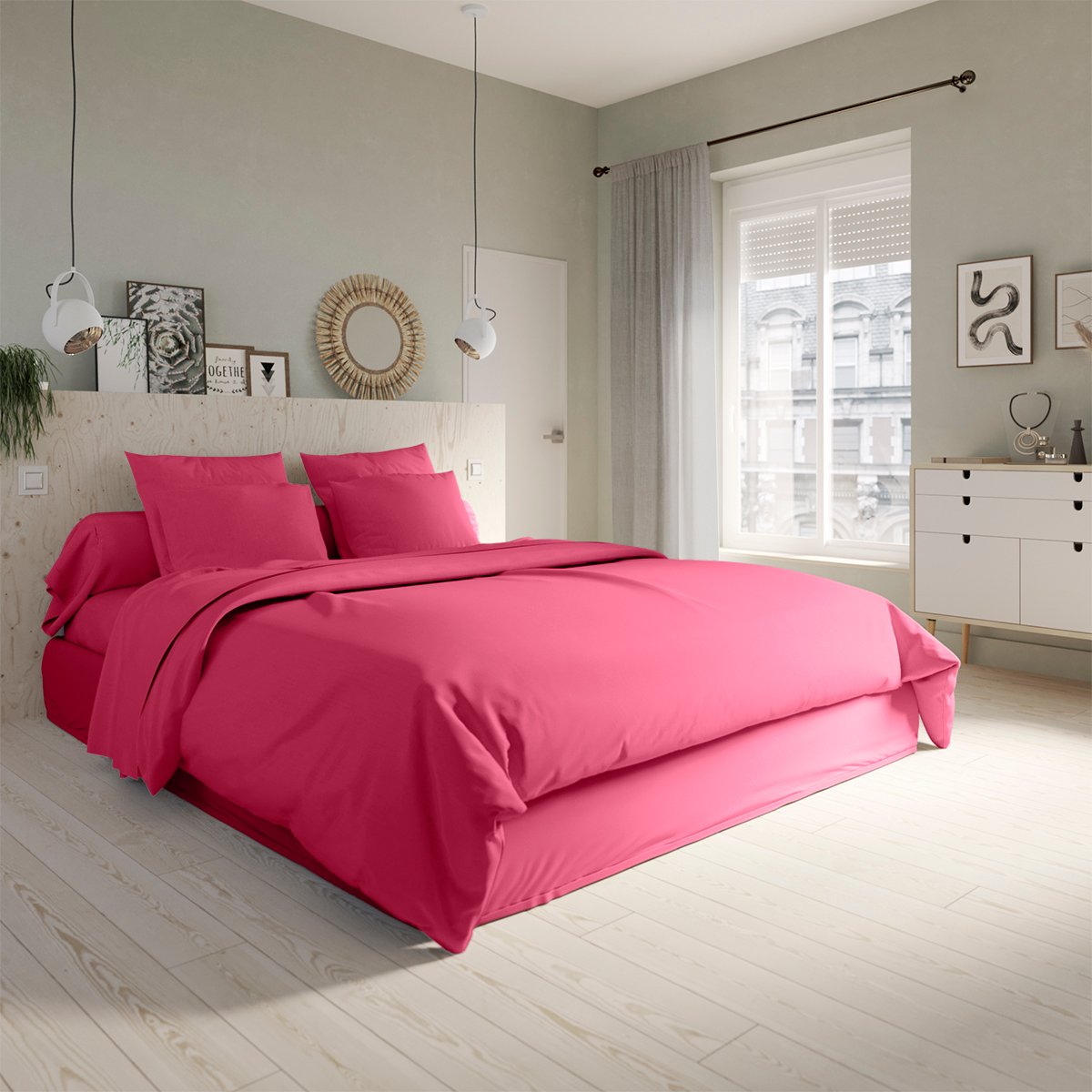 Housse de couette Studio Coton Fuchsia