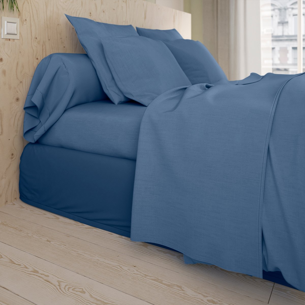 Drap plat Studio Coton Bleu