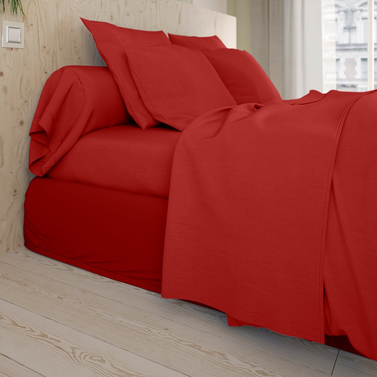 Drap plat Studio Coton Rouge