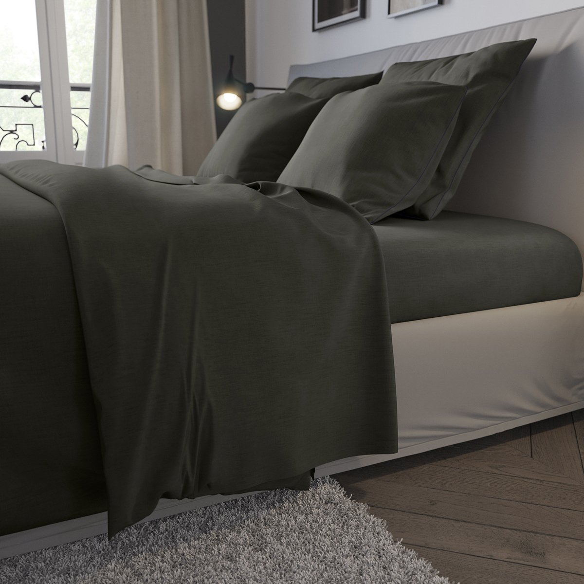 Drap Housse Confort Jersey Coloris Carbone