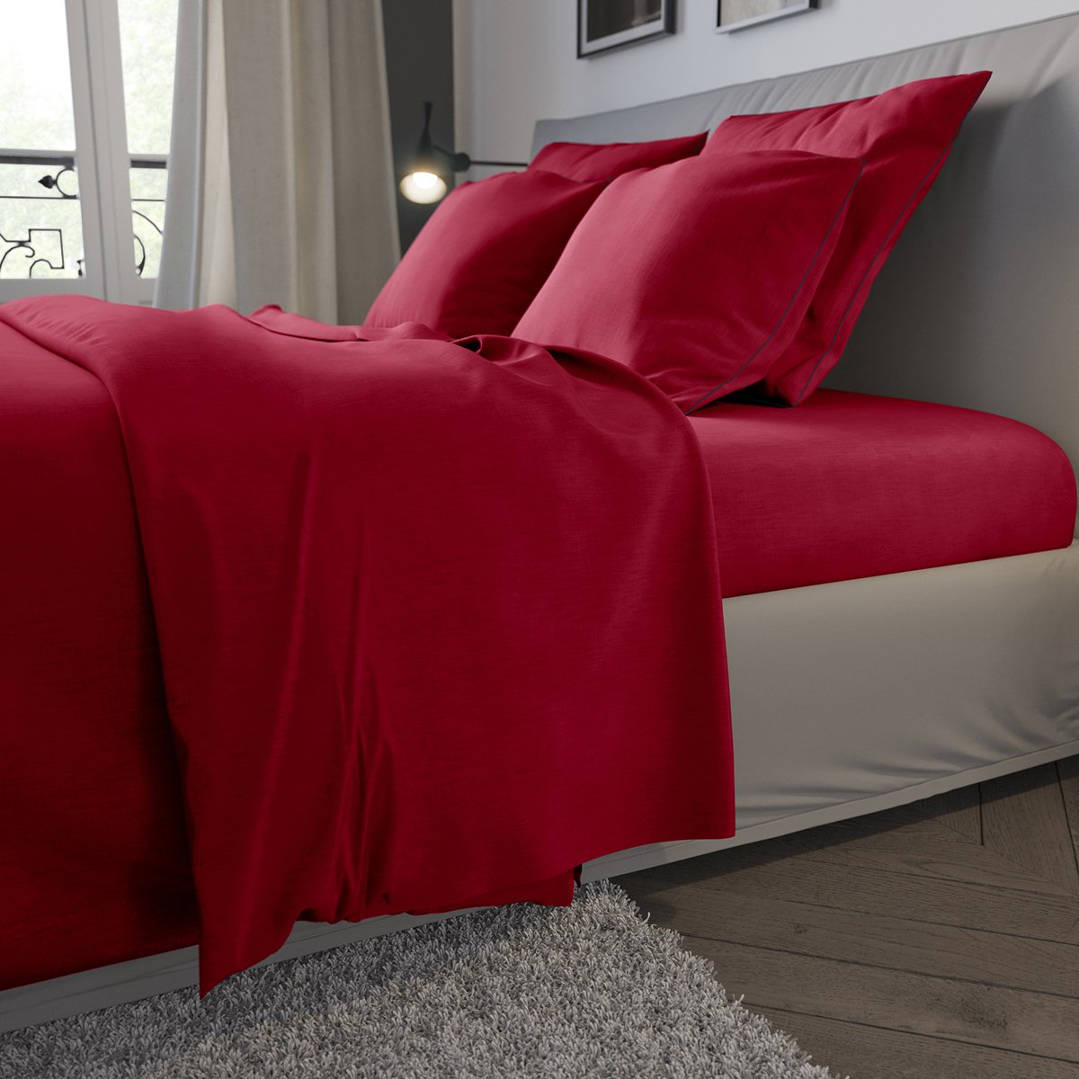 Drap Housse Confort Jersey Coloris Ruby