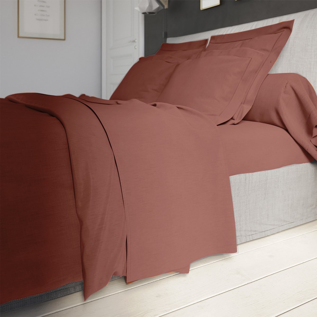 Drap Housse Influence Percale Brique