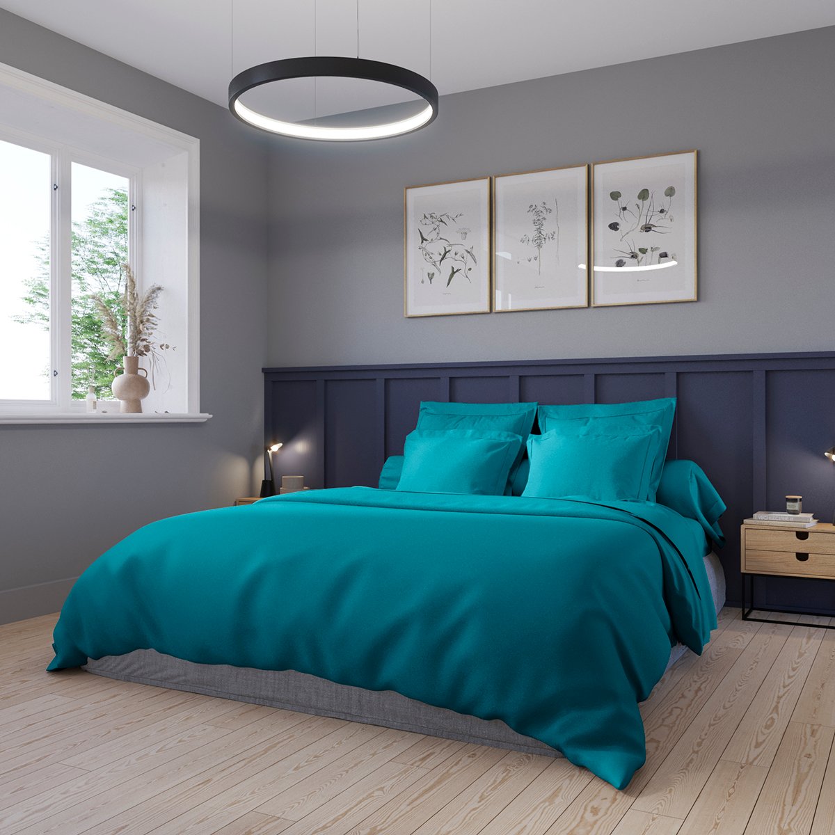 Housse de couette Partition Satin de coton Coloris Canard