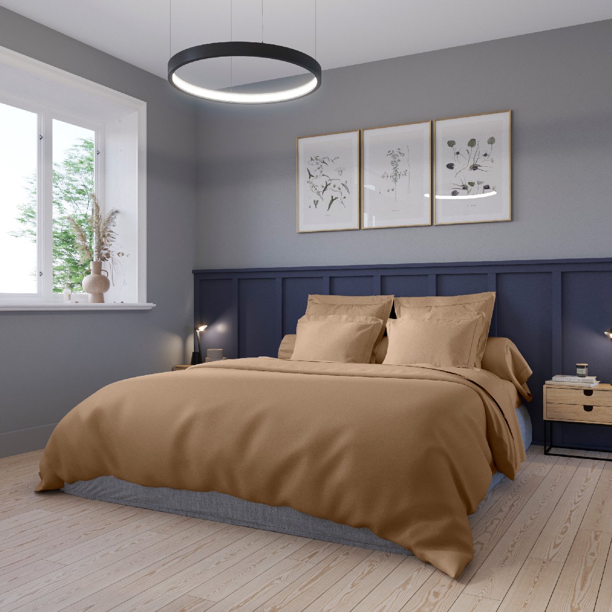 Housse de couette Harmonie Satin de coton coloris Caramel