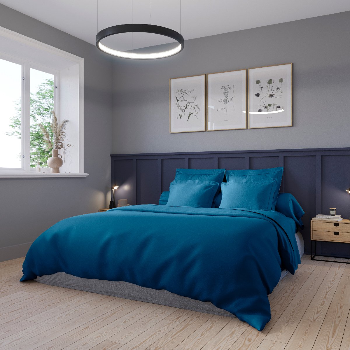 Housse de couette Harmonie Satin de coton coloris Nautique