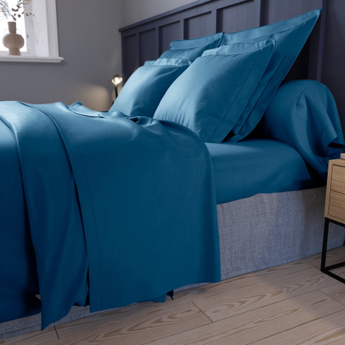 Drap housse Harmonie Satin de coton coloris Nautique