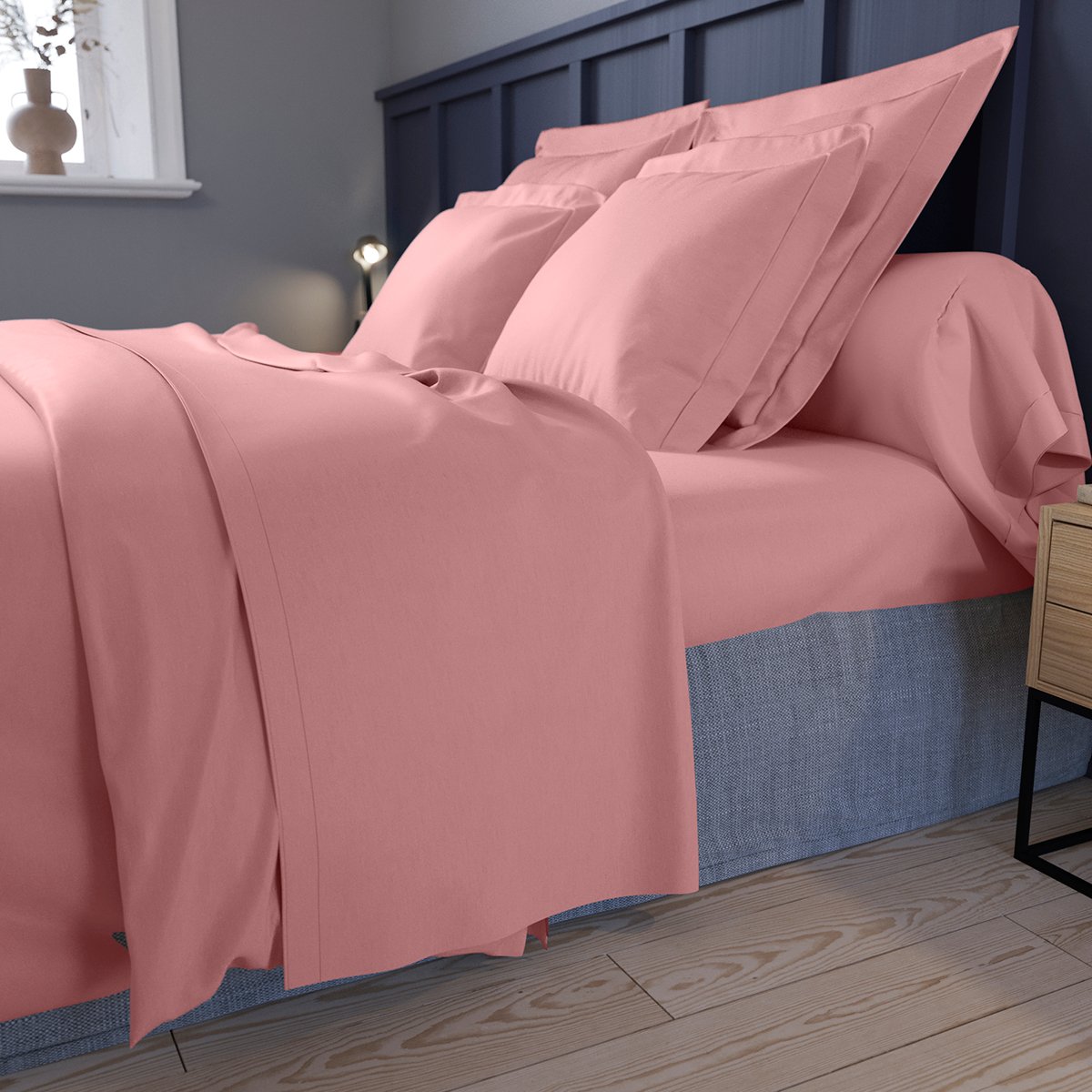 Drap housse Partition Satin de coton Coloris Rose