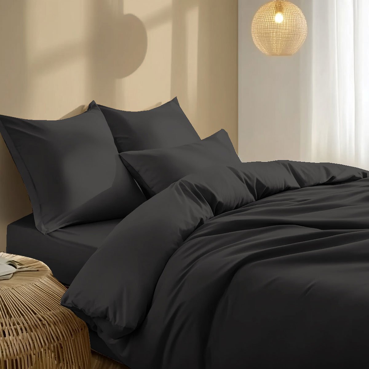 Housse de couette - Coton Antibactérien - Anthracite