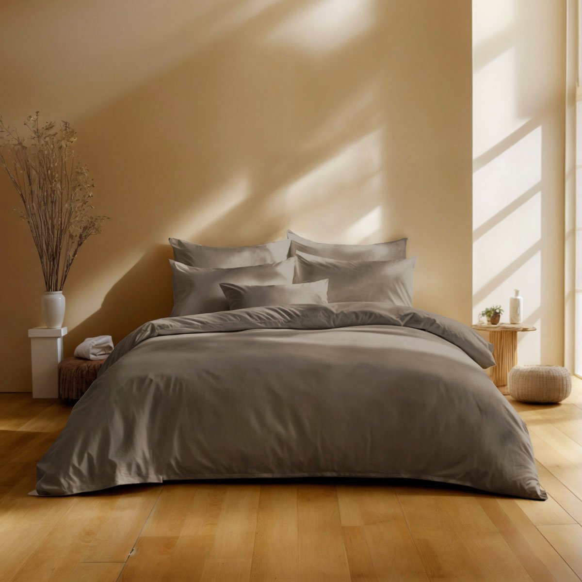 Housse de couette - Coton Antibactérien - Taupe