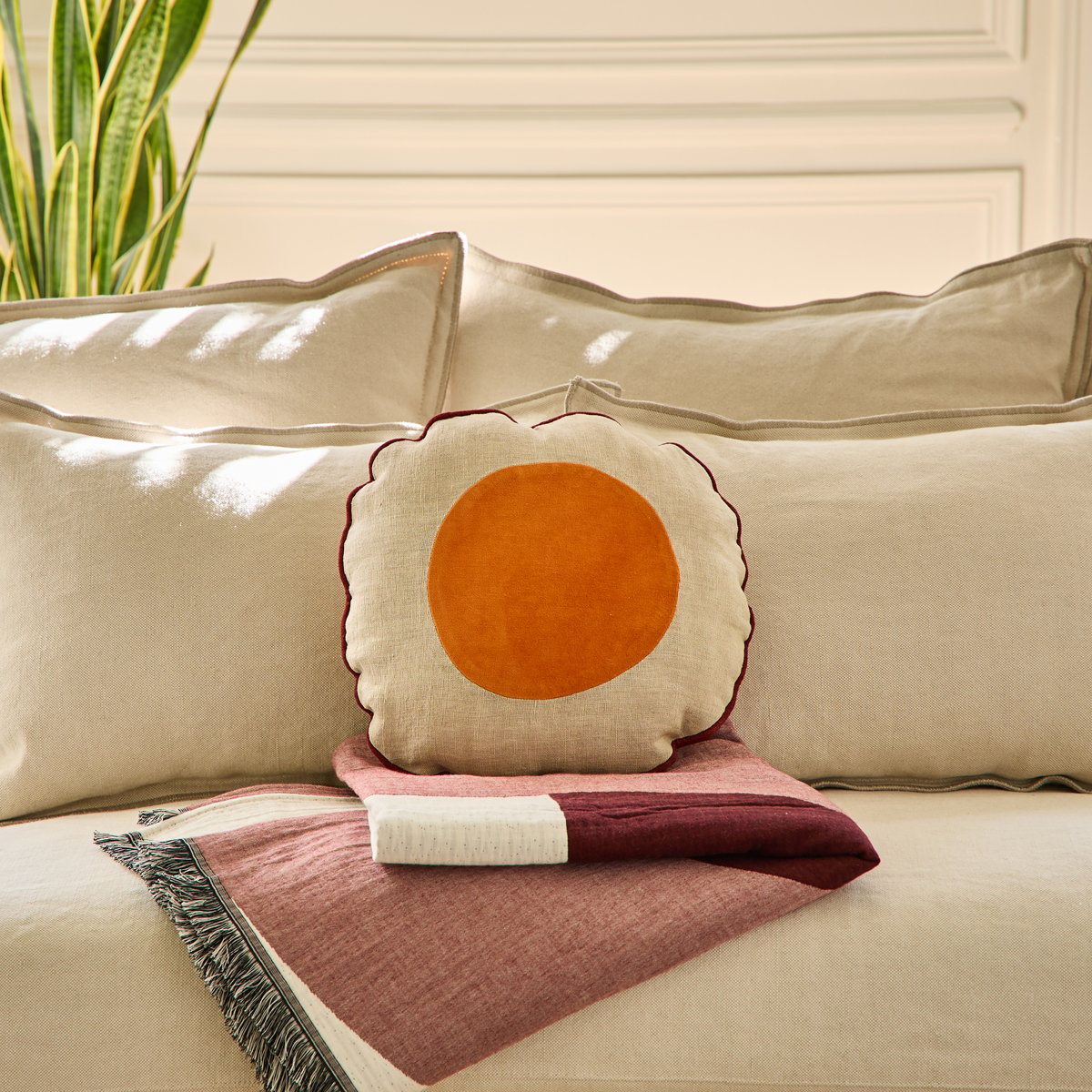 Coussin Bérénice - Beige/Orange