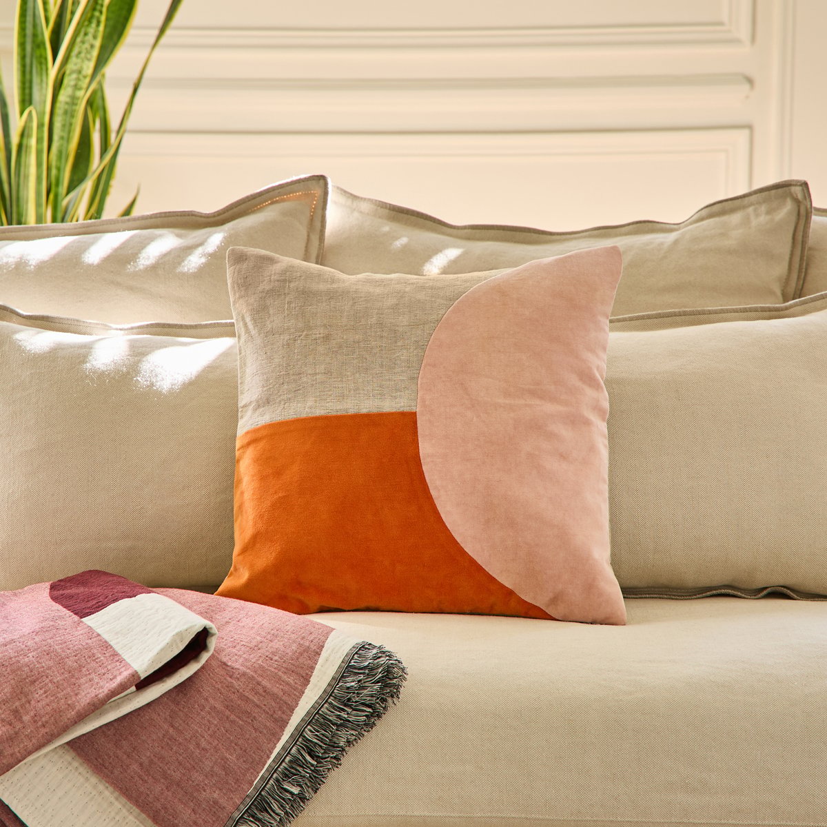 Coussin Beryl - Orange/Rose