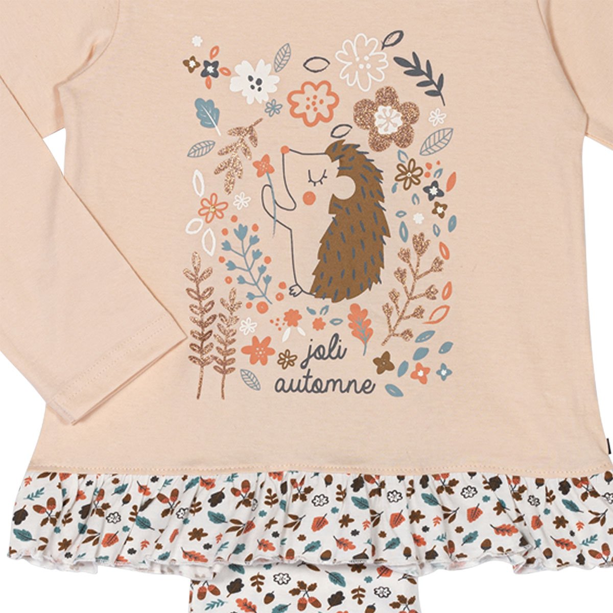 Pyjama fille HERISSON ocre imprim