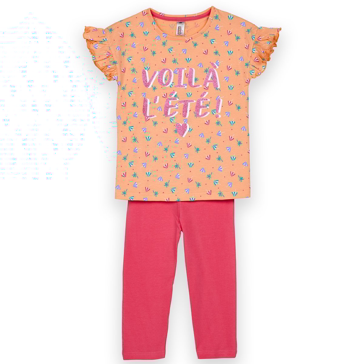 Pyjama court fille PLAYA peche rose DODO