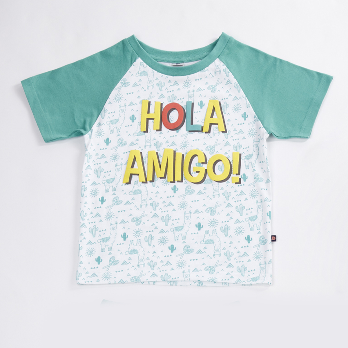 Pyjashort garçon HOLA AMIGO blanc imprimé/vert  