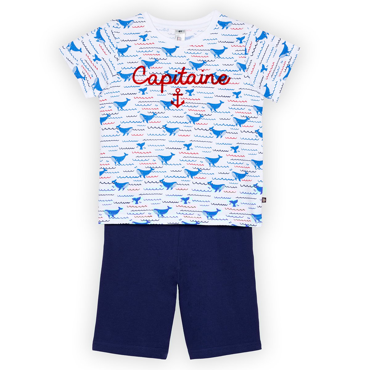 Pyjashort garçon BALEINE blanc/marine