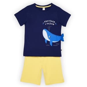 Pyjashort garçon BALEINE marine/jaune