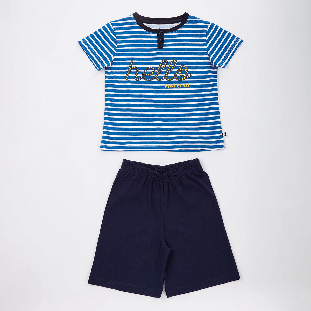 Pyjashort garçon BORD DE MER bleu rayé/marine 