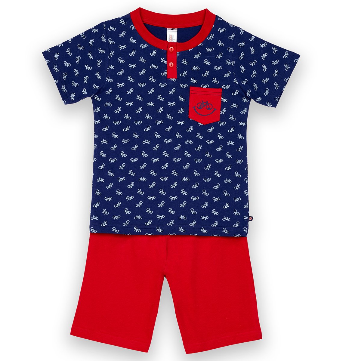 Pyjashort garçon VELO marine/rouge