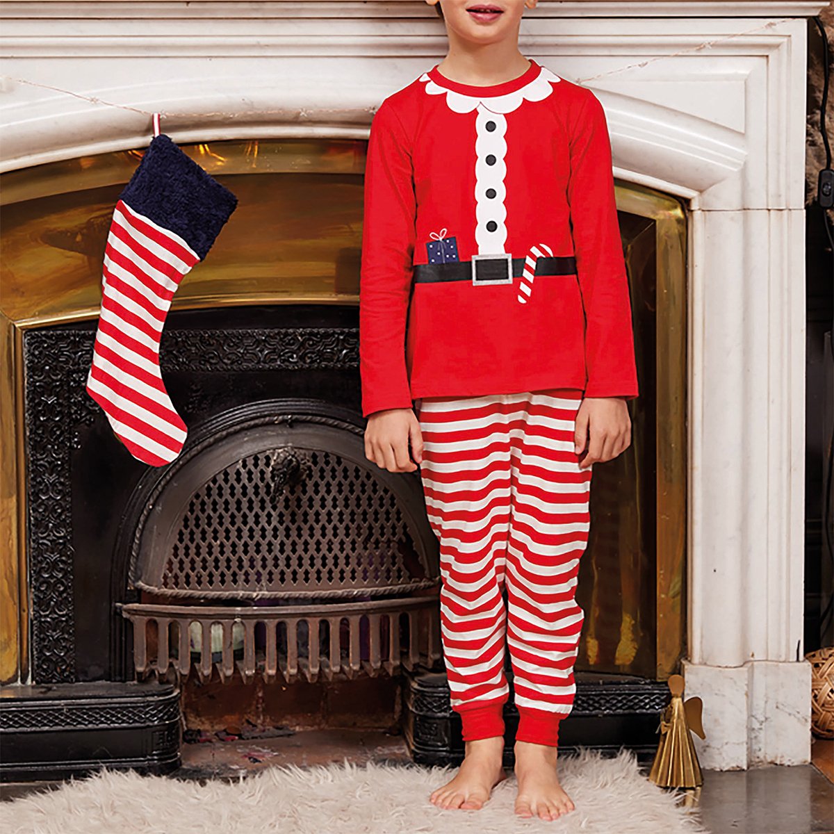 Pyjama Garçon LUTIN rouge marine / rouge / blanc