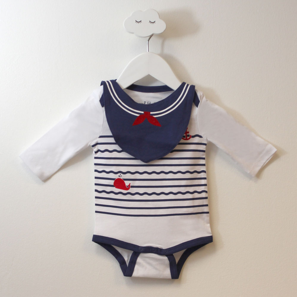 Body et bandana garçon VAGUES marine