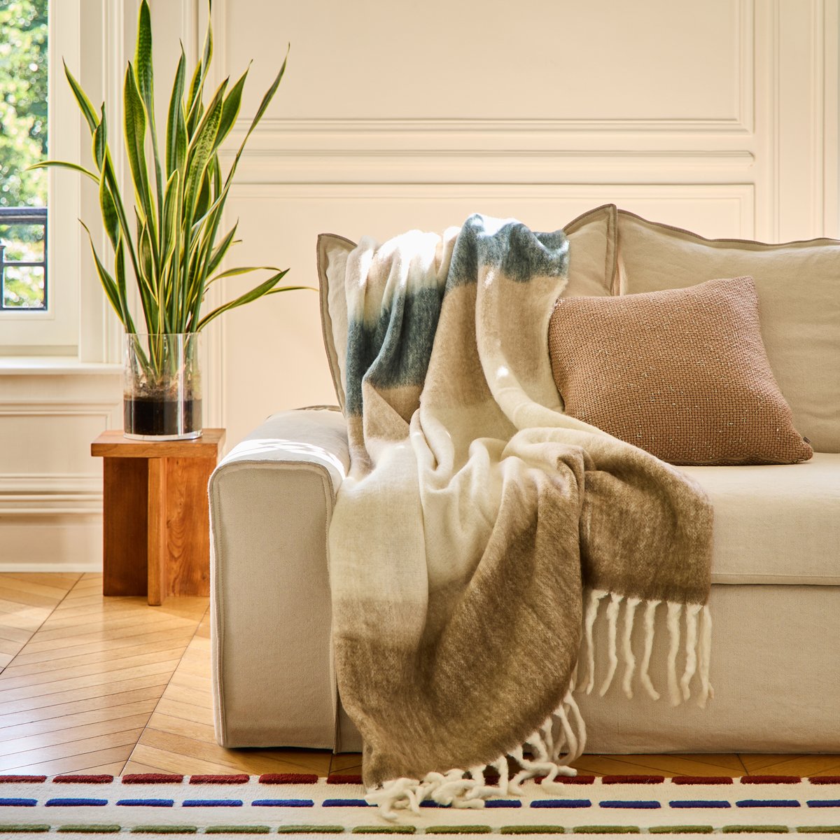 Plaid Bruna - Bleu/Beige