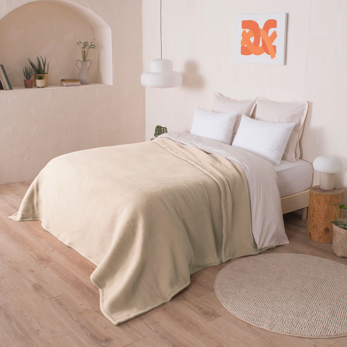 Couverture Polaire Grande Taille 240x260 Cm - Grammage 350 G/m², Vert Amande, 100% Polyester Doux Et Chaud - Lavable Machine, Norme De Sécurité EN ISO 12952