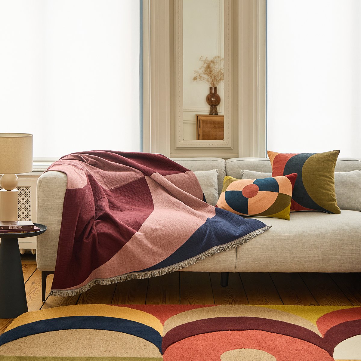Plaid Clarisse - Rose/Bordeaux