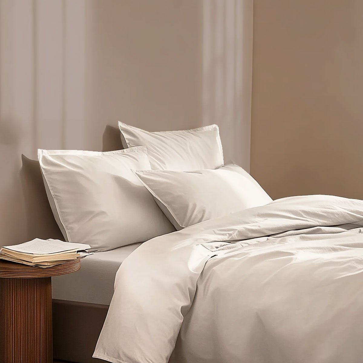 Lot de 2 taies d'oreiller - Coton BIO  - Ivoire