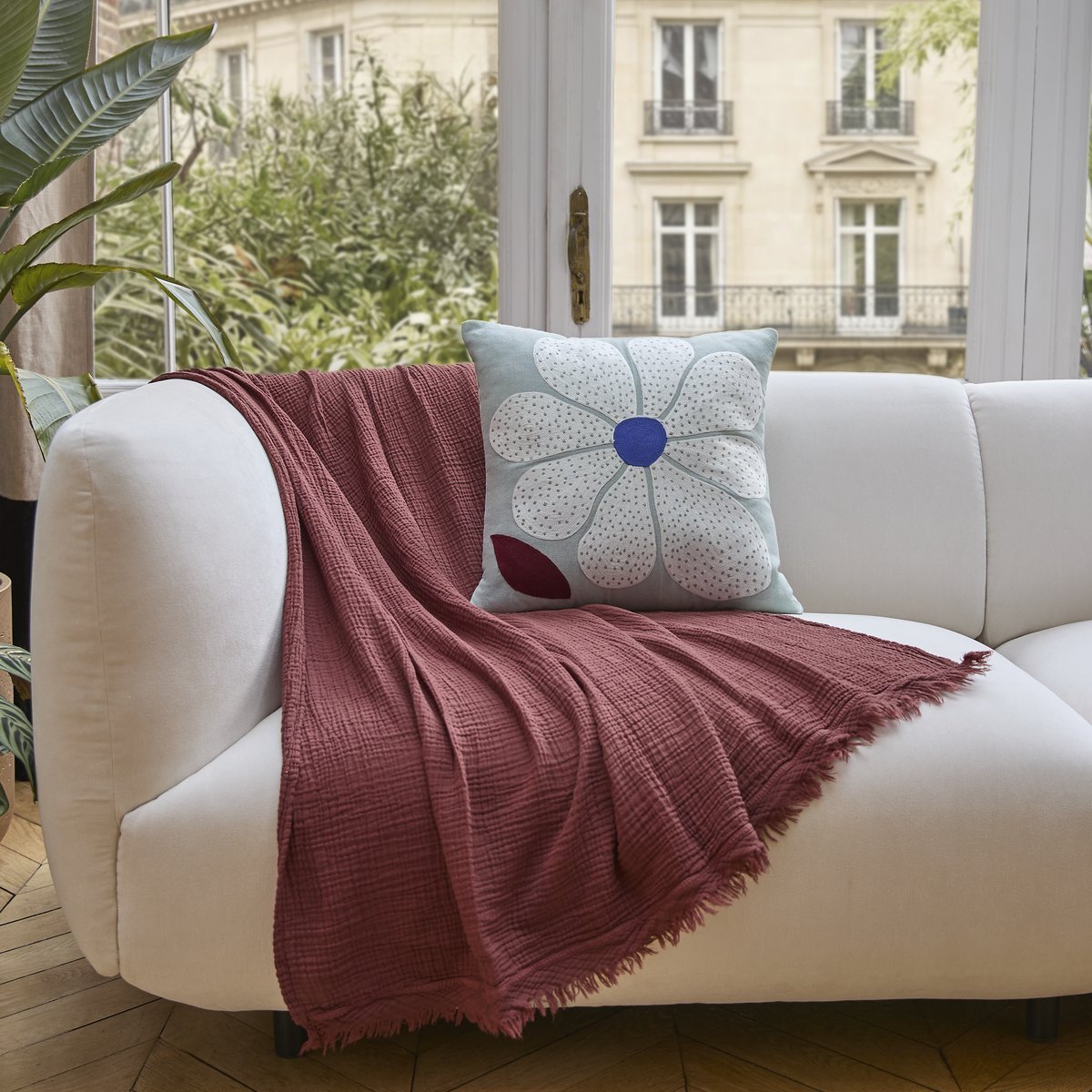 Coussin Dahlia - Bleu/vert