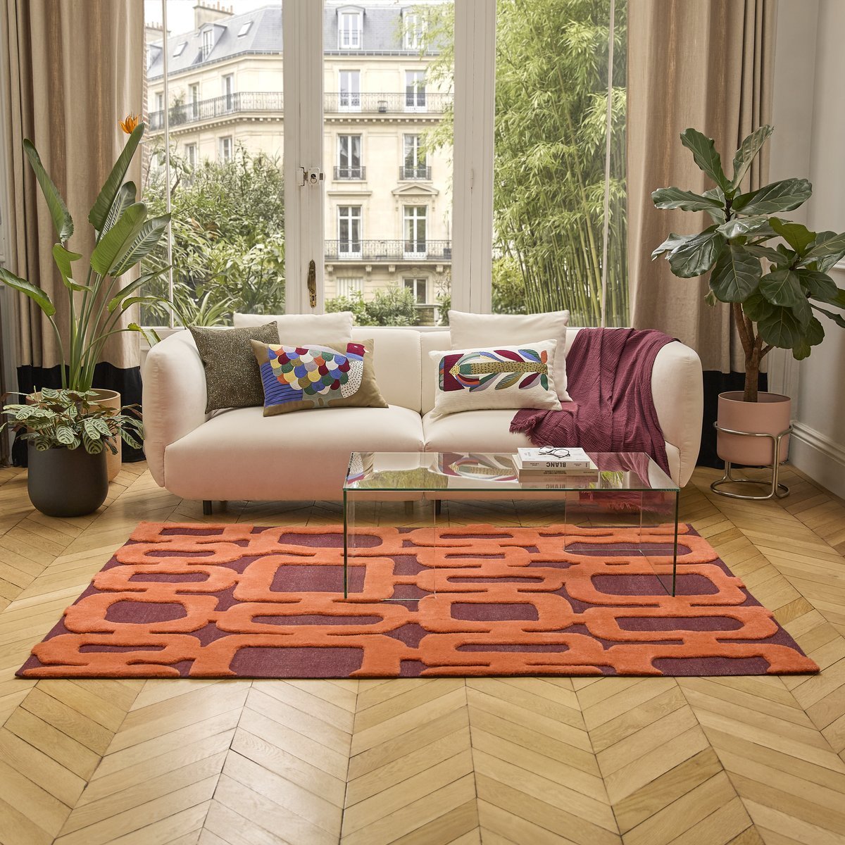 Tapis Delio - Orange/bordeaux