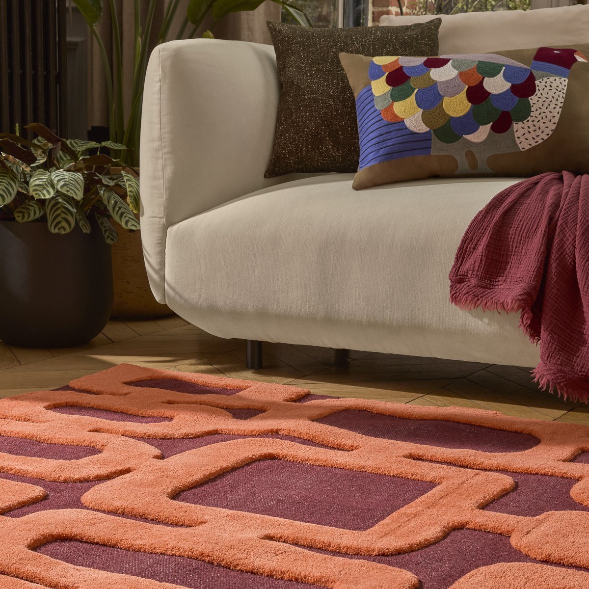 Tapis Delio - Orange/bordeaux