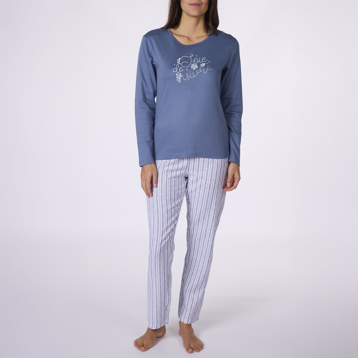 Pyjama Femme ORPHEE bleu / rayure