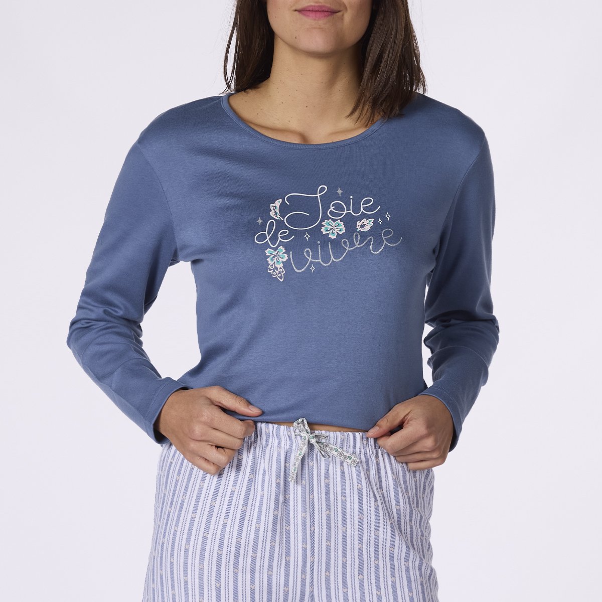 Pyjama Femme ORPHEE bleu / rayure