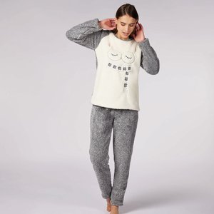 Pyjama femme FLOCONS gris chiné/blanc