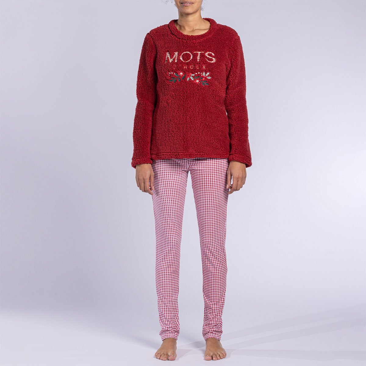 Pyjama femme HOUX rouge/carreaux