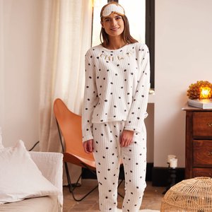 Pyjama femme C'EST LA VIE écru imprimé