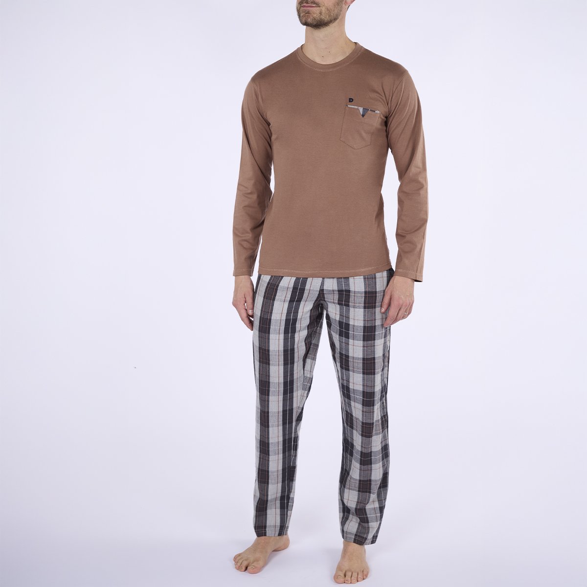 Pyjama Homme DOUCEUR AUTOMNALE marron / imprimé