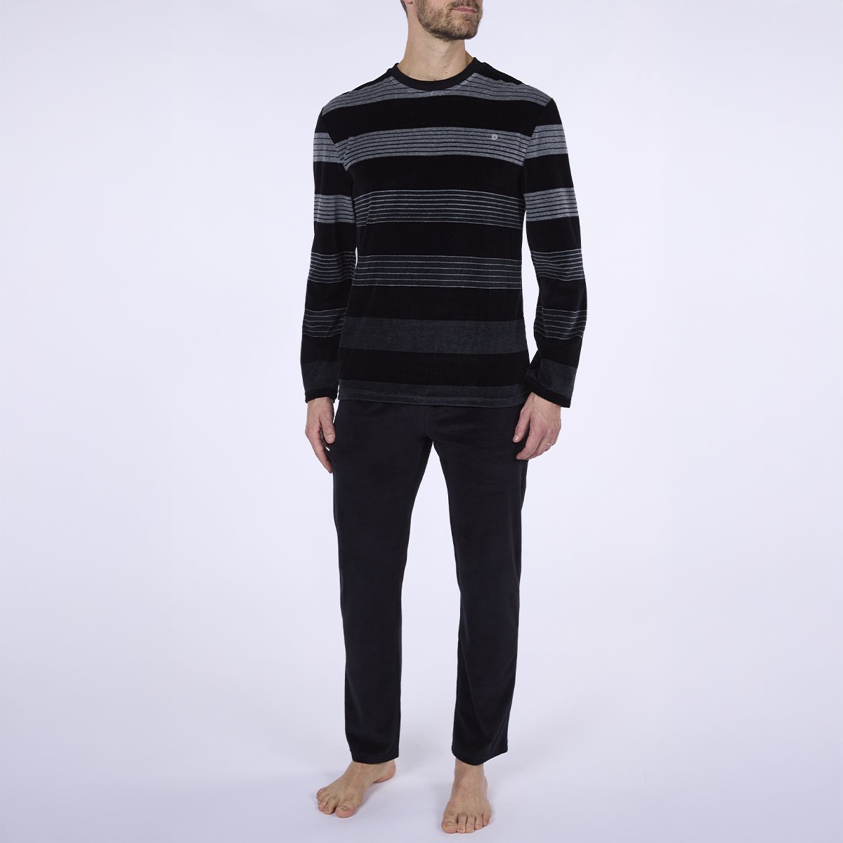 Pyjama velours Homme ECLIPSE noir / imprimé