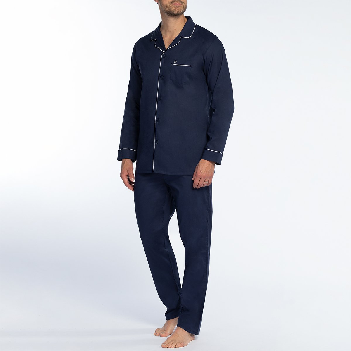 Pyjama Homme MUST marine passepoil blanc