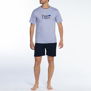 Pyjashort homme PAPA CHERI bleu clair/imprimé
