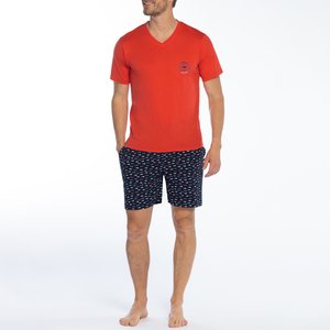 Pyjashort homme FISH rouge/imprimé