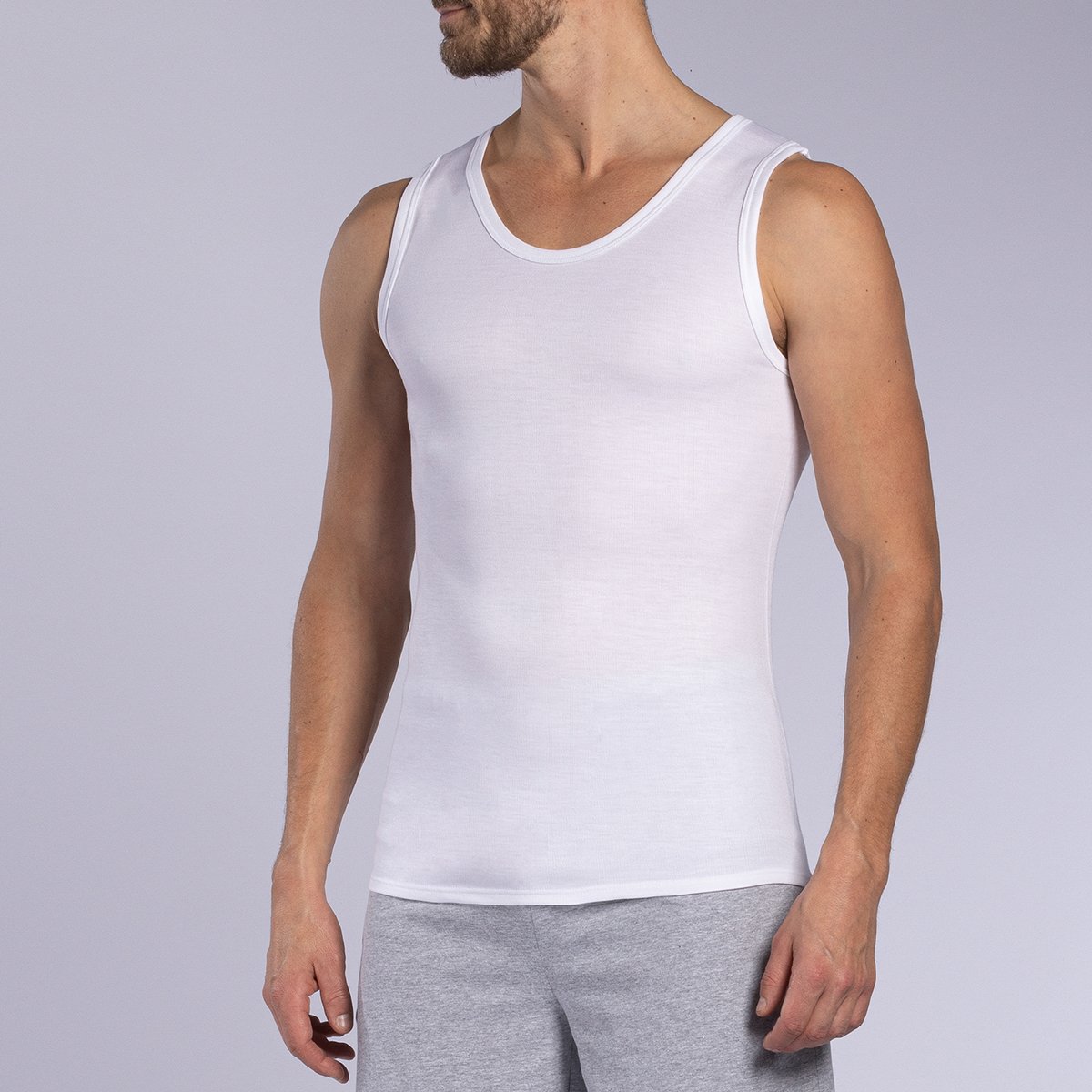 Débardeur thermique homme blanc cassé