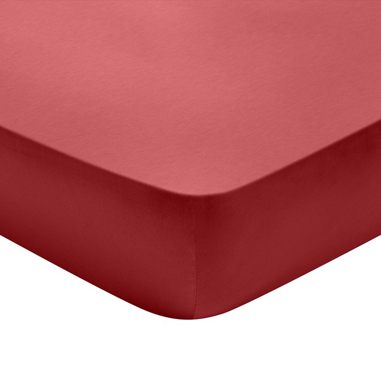 Drap plat Partition Satin de coton Coloris Rouge