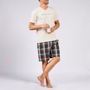 Pyjashort homme SUN gris chiné/carreaux