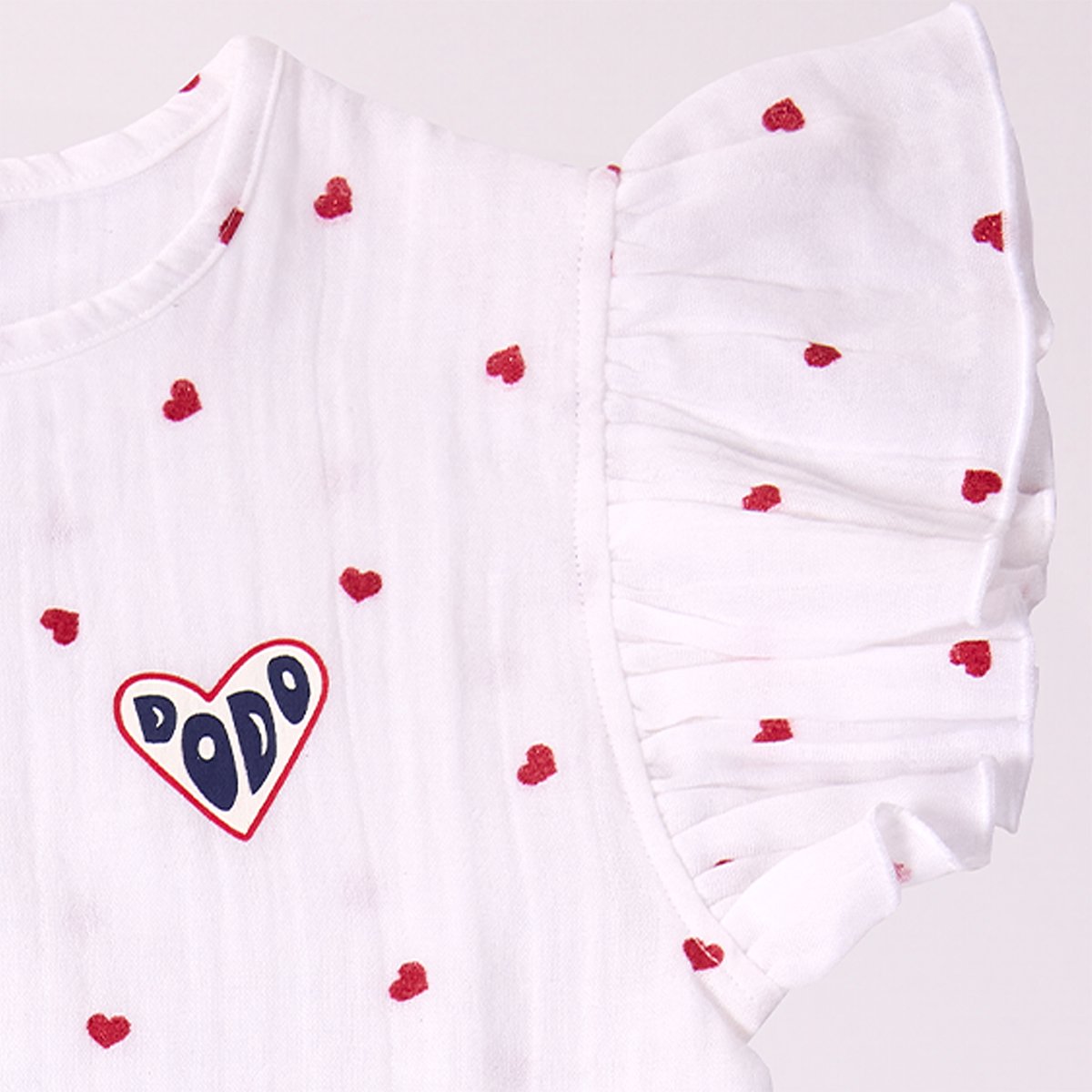 Pyjama short fille COEUR rouge/blanc